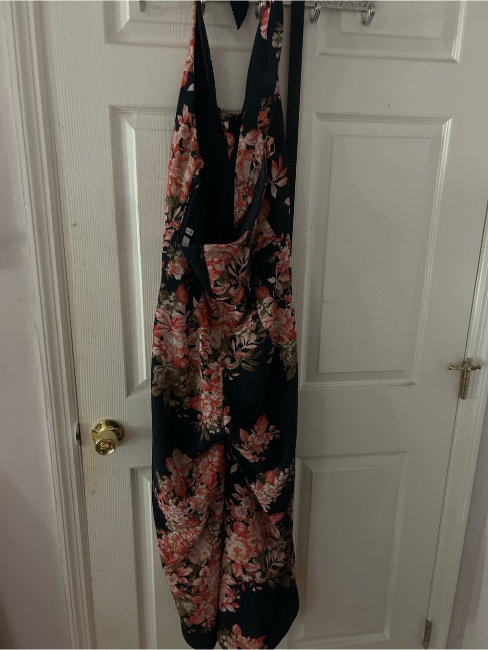 Floral Navy Halter Maxi Dress - Navy/Pink